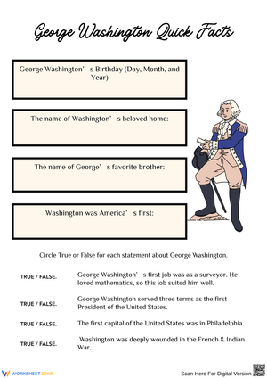 Exploring George Washington: Fun Facts Worksheet