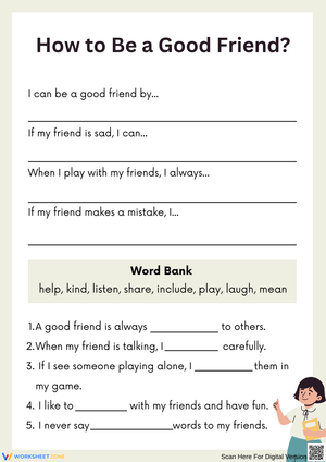 How to Be a Good Friend Worksheet