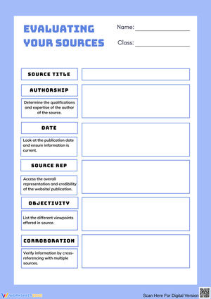 Evaluating Your Sources Worksheet