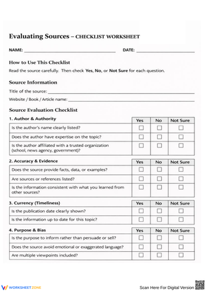 Evaluating Sources: A Comprehensive Checklist