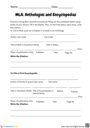 MLA Citation Practice for Anthologies and Encyclopedias