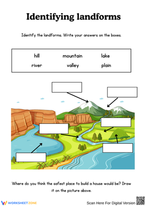 Identifying Landforms Worksheet