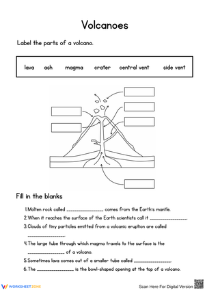 Understanding Volcanoes: Label and Fill Activities