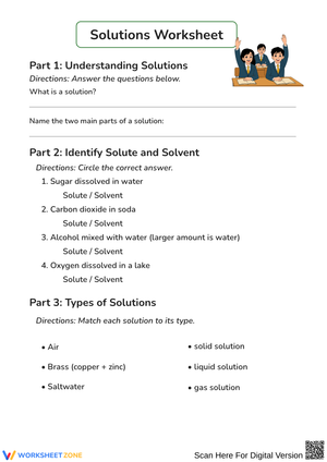 Solutions Worksheet for Grade 10 Chemistry