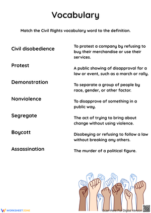 Civil Rights Vocabulary Matching Activity