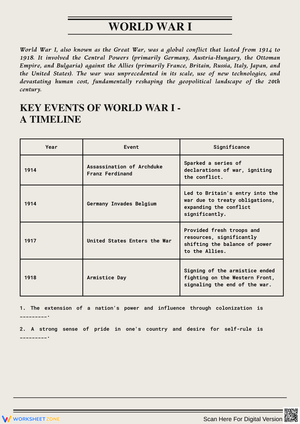 Understanding World War I: Timeline and Causes