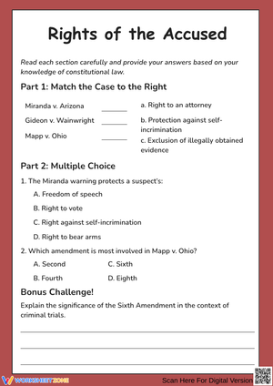 Rights of the Accused Supreme Court Cases Worksheet