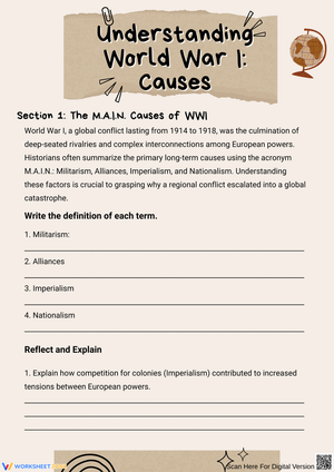 Exploring the M.A.I.N. Causes of World War I