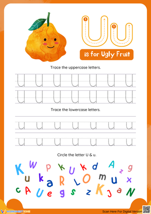Tracing Letter U Worksheets for Kids