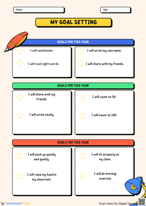 Goal Setting Worksheet for Young Learners