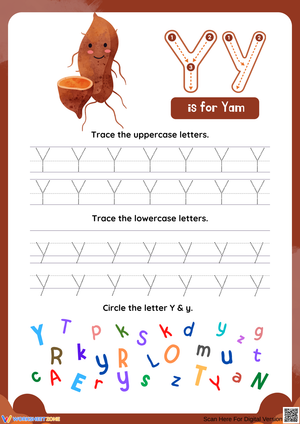 Y Is for Yam: Letter Tracing Worksheet