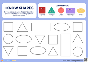 Recognizing and Coloring Shapes Worksheet