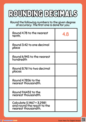 Rounding Decimals Practice Worksheets
