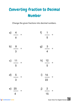 Converting Fractions to Decimal Numbers