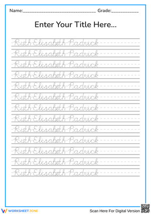 Grade 3 Cursive Handwriting — Printable No-Prep Worksheet