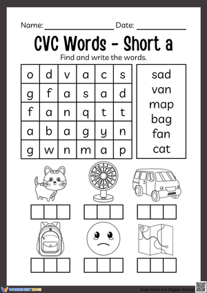CVC Words Worksheet - Short a Activity