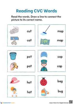 Connecting CVC Words with Pictures Activity