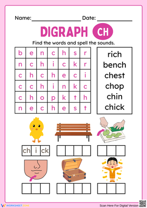Exploring Digraph CH: Fun Word Search Activity
