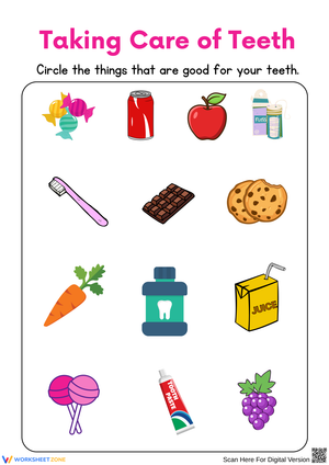 Taking Care of Teeth Worksheet Activity