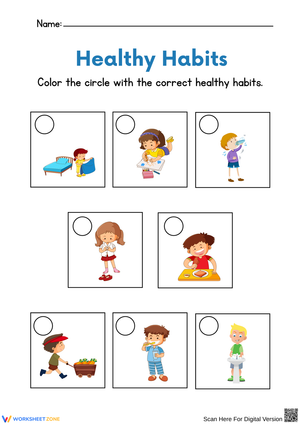 Healthy Habits Coloring Worksheet