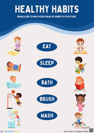 Healthy Habits Matching Activity for Kids
