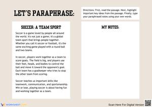 Let's Paraphrase: Understanding Soccer as a Team Sport