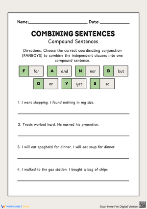 Combining Sentences with Coordinating Conjunctions