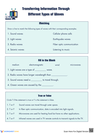 Understanding Waves: Matching, Fill in the Blank & More