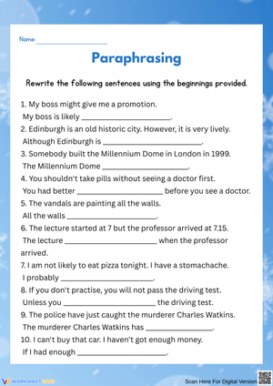 Paraphrasing Practice for Sentences