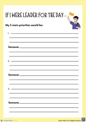If I Were Leader for the Day: Student Reflection Activity