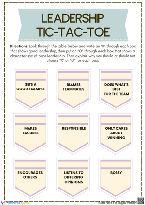 Leadership Tic-Tac-Toe Activity