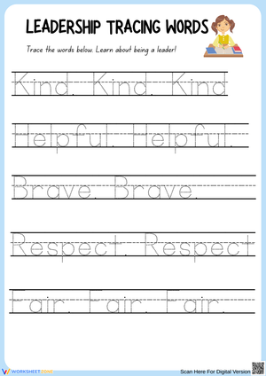 Leadership Tracing Words Worksheet