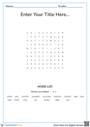 Word Search Worksheets