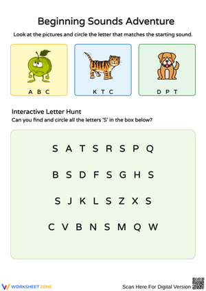 Beginning Sounds Phonics Practice