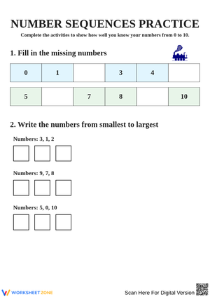 Number Sequences Practice Worksheets