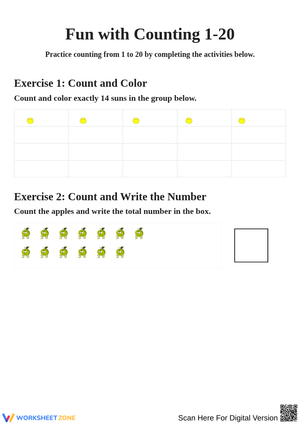 Fun with Counting 1-20 Activities