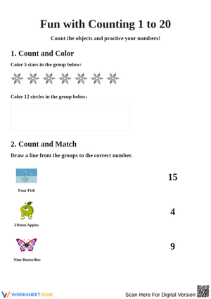 Counting Fun from 1 to 20 Activities