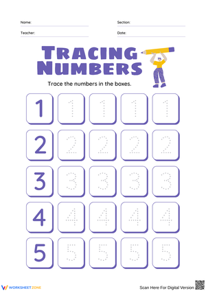 Tracing Numbers Worksheet for Young Learners