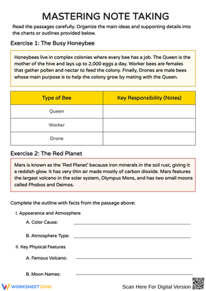 Mastering Note Taking Skills with Bees and Mars