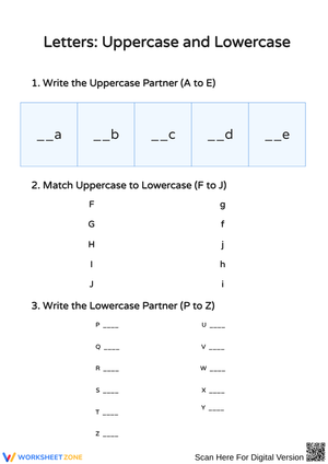 Uppercase and Lowercase Letter Partners Worksheet
