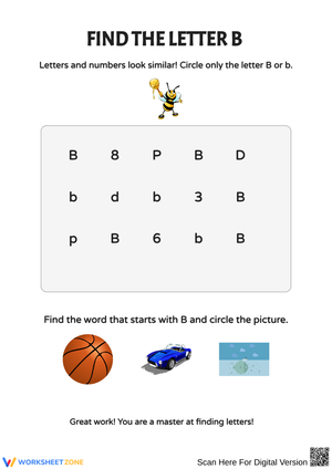 Find the Letter B Worksheet
