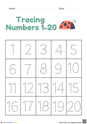 Tracing Numbers 1-20
