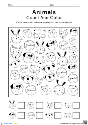 Animals Count and Color Activity