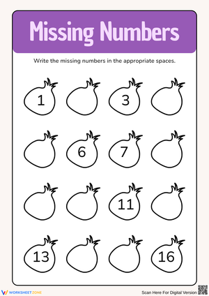 Fill in the Missing Numbers Activity