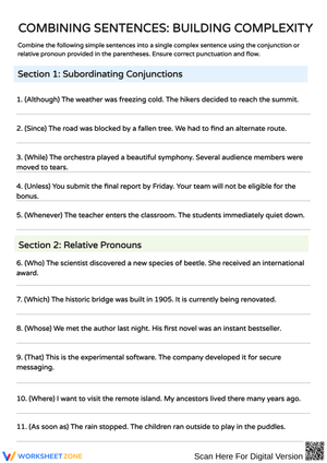 Combining Sentences: Building Complexity Skills