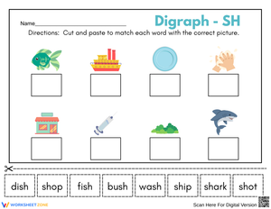 Digraph SH: Match Words to Pictures Activity