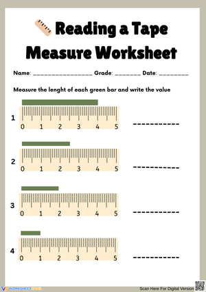 Measuring Lengths with a Tape Measure Worksheet