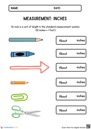 Understanding Inches: Fun Measurement Worksheet