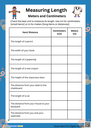 Measuring Length: Meters and Centimeters Activity
