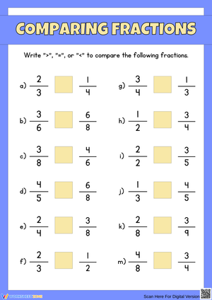 Comparing Fractions Worksheet Activity